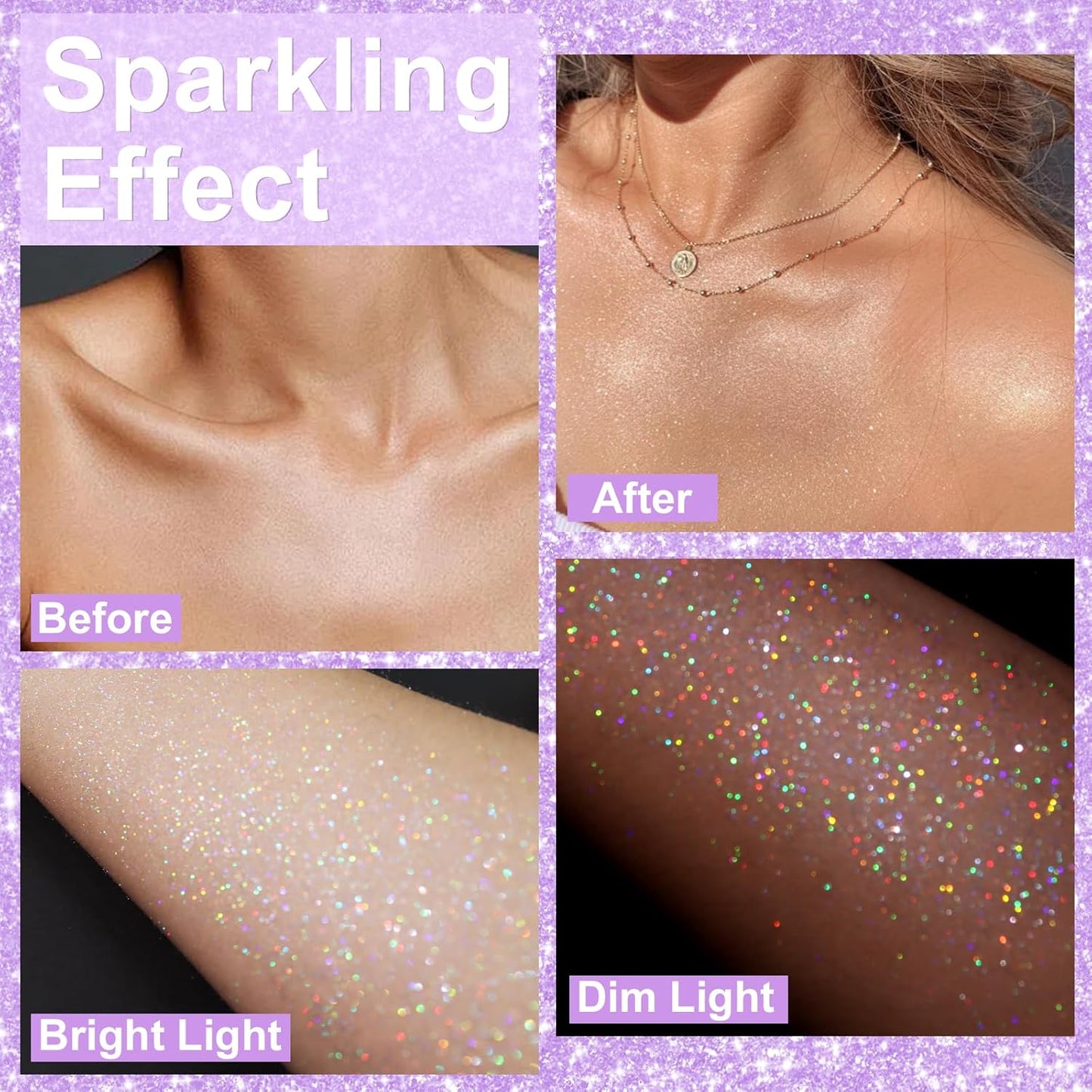 Yosca Body Glitter Spray, 80ML Holographic Silver Glitter Hairspray, Quick-Drying and Long-Lasting Shiny Glitter Spray for Body Hair Sparkling Makeup Festival Concert Party Clothes Rave Accessories