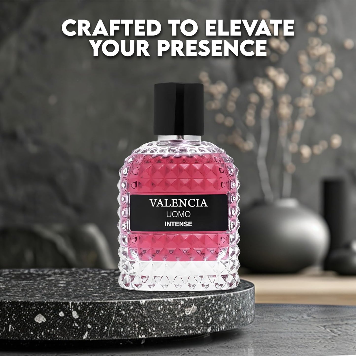 Valencia UOMO Intense for Men Eau De Parfum - Amber Fougere Fragrance Top Notes of Vanilla Bourbon Mid Tone of Lavandin Create Spicy & Woody Aroma - Base Scent of Smoked Vetiver