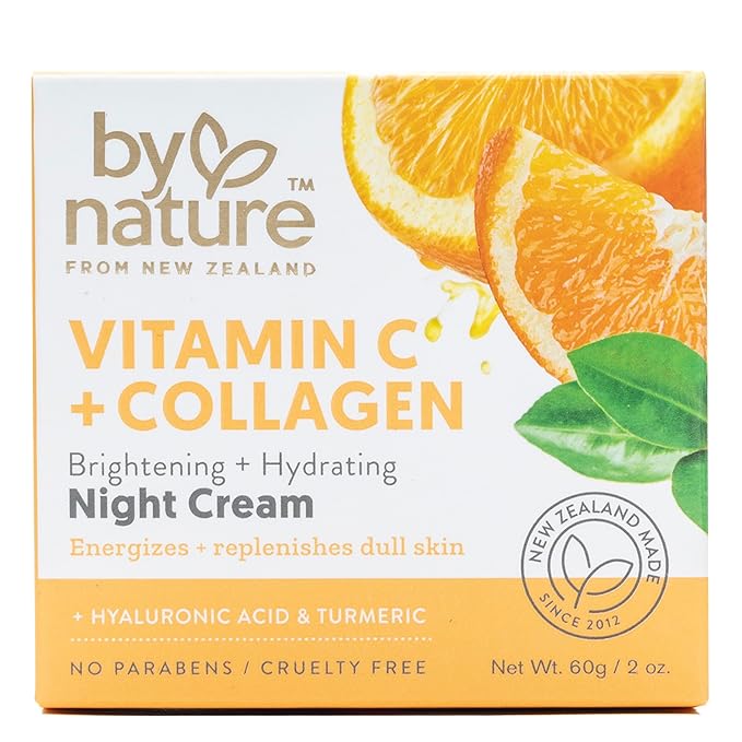 By Nature Face Night Cream - Vitamin C + Collagen PM Moisturizing Facial Lotion for Women (2 Oz)