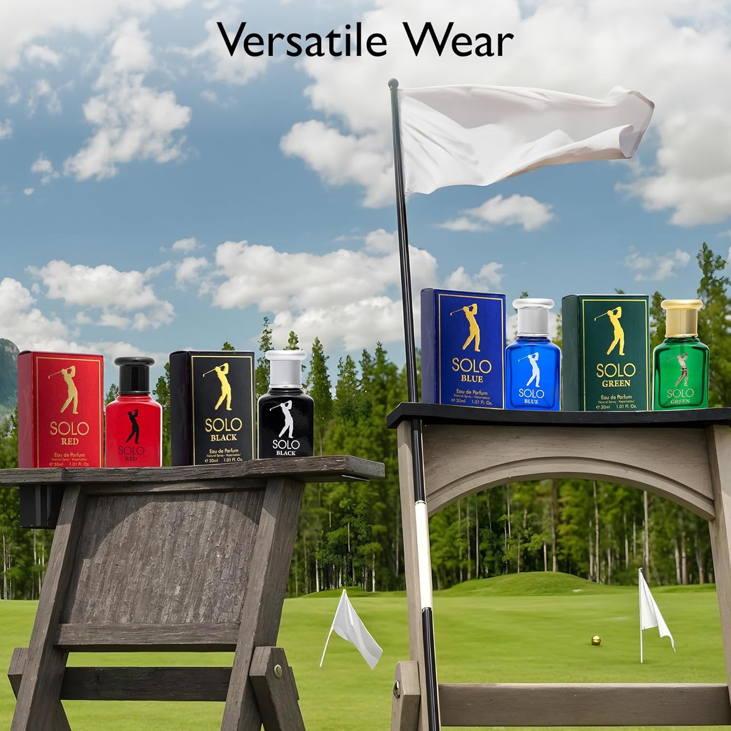 NovoGlow Solo 4-Piece Mini Fragrance Set for Men EDP - Solo Red, Blue, Black & Green - Combination of Woody, Citrus & Spicy Scents - Suitable For All Skin Types - Free of Paraben Each in 30ml Bottle