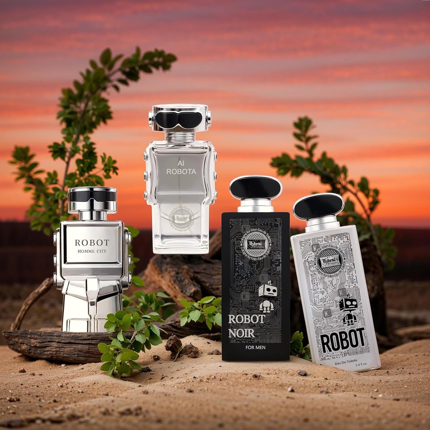 Hybrid & Company Mens 4 Pcs Robot Ai For Men Homme City Eau De Perfum Vaporisateur Natural Spray