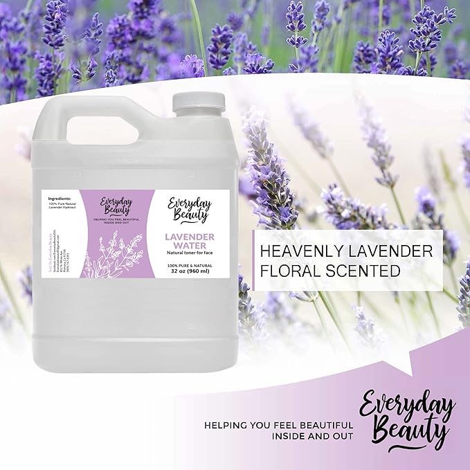 Lavender Hydrosol Facial Toner Bulk - 32 oz All Natural Hydrating Spray Mist for Face and Hair - 100% All Natural Lavender Water Hydrosol