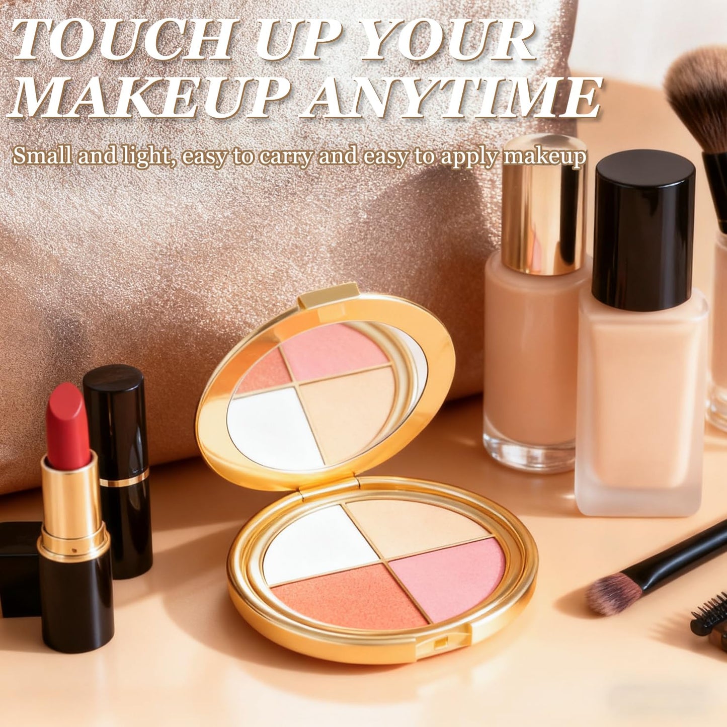 Eye & Cheek Palette - Eyeshadow and Highlighter Makeup, Multifunctional Makeup Palettes Contour Kit, Shimmer Glow Face Highlighter Palette for Women, Natural Glow Contour Powder