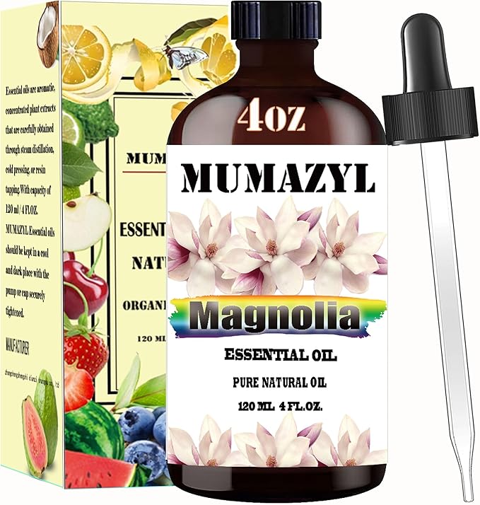 Magnolia Essential Oil, Magnolia Oil 4 Fl Oz 120ML for Diffuser Humidifier Yoga Cleaning DIY Candle Soap Making Essential Oils