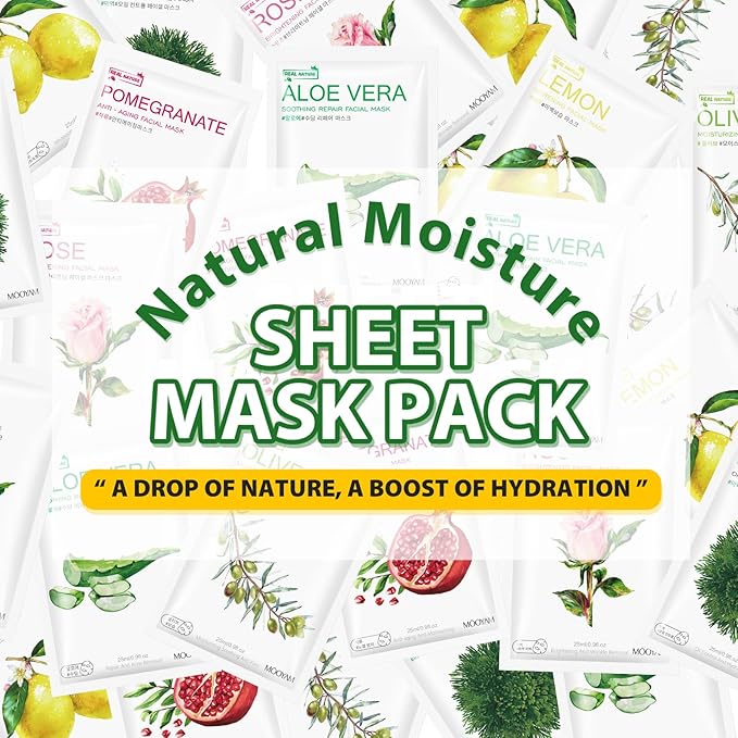 Face Masks Skincare, 6 Pack Variety Sheet Masks - Hydrating & Smoothing, Moisturizing & Nourishing for All Skin Types