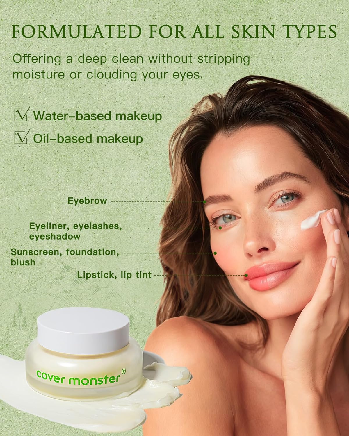 Cleansing Balm, Makeup Remover Balm, Melts Waterproof Makeup & Sunscreen, Deep Pore Cleanse & Hydration, Gentle & Non-Irritating, Made for All Skin Types, Safe for Sensitive Skin