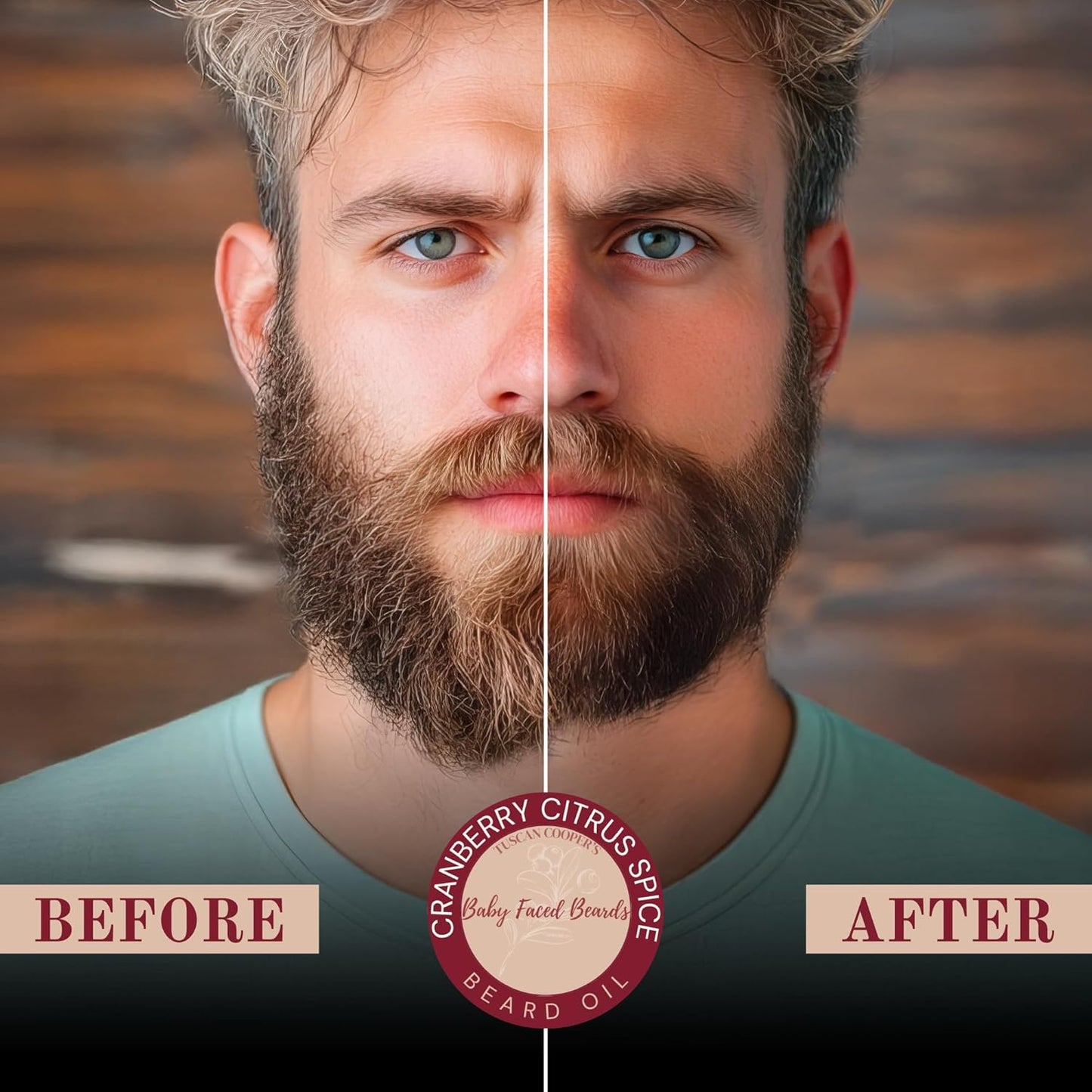 Tuscan Cooper's Baby Faced Beards Oil for Men - All Natural, Hydrating, Nourishing, Beard Softener and Conditioner Coconut, Jojoba, and Sweet Almond Moisture - Cranberry Citrus Spice