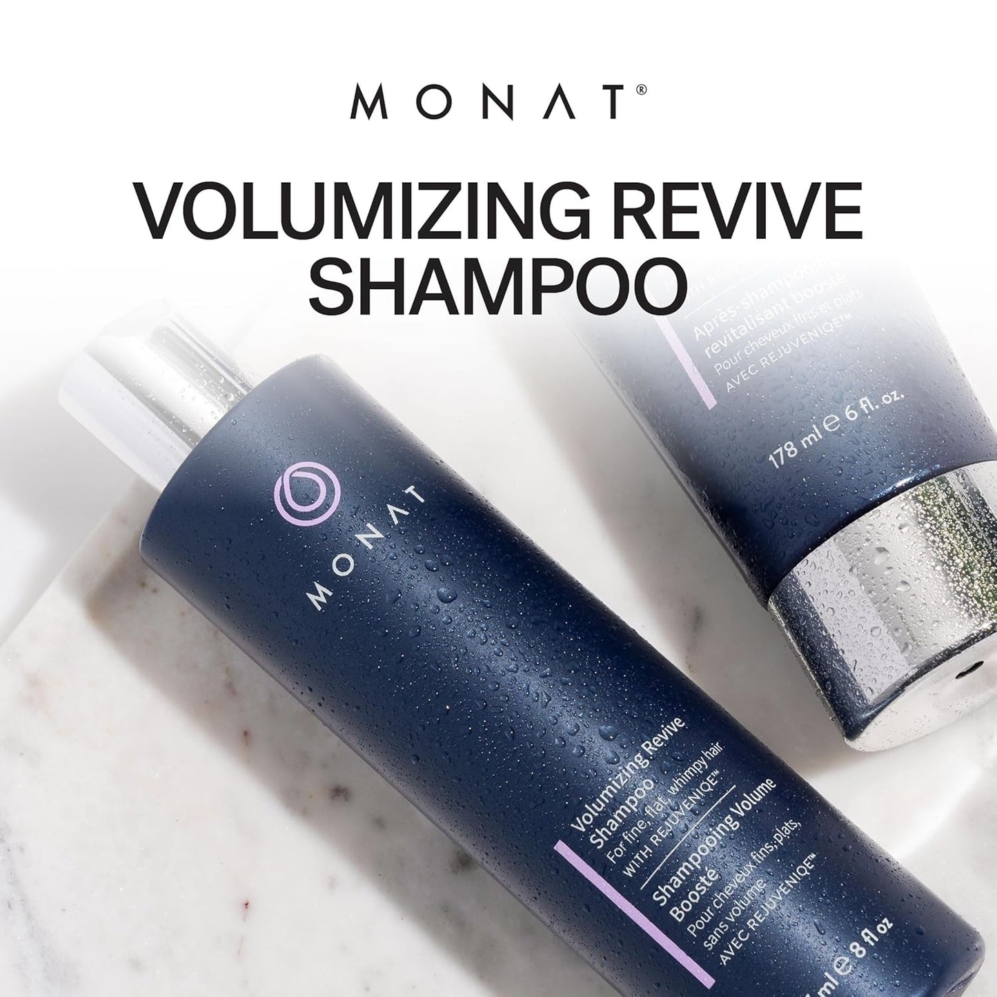 MONAT Volumizing Revive Shampoo Infused w/Rejuveniqe – Weightless Shampoo for Fine, Flat Hair – Amplifies Volume, Adds Softness, Shine – Cleanses and Protects with UV Defense – Net Wt 237ml (8 fl oz)