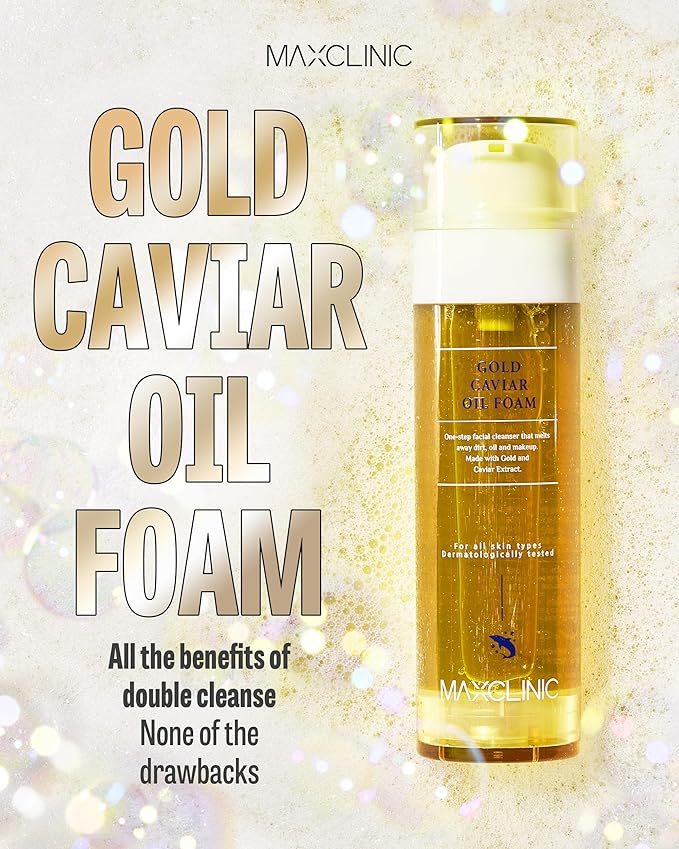[K-Beauty] Gold Caviar Oil to Foam - All-in-One Korean Face Wash Oil Based Foaming Facial Cleanser - Age-Defying, Moisturizing & Skin Firming Makeup Deep Cleansing Oil for Sagging Skin (3.88 fl oz)