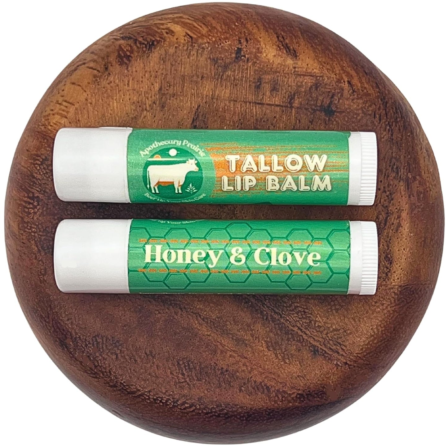 Tallow Lip Balm with Grass-fed and Finished Tallow, Organic Beeswax, Raw Organic Honey and Natural Clove Oil - Handmade With Only 4 Ingredients To Lock In Soothing Moisture (Honey & Clove) - 2 Pack