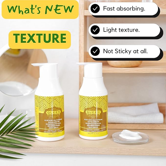 QUEEN NATURAL NEW YORK QUEEN KOJIC PLUS |Triple Booster Skin Brightening Body Lotion-Kojic Acid, Alpha Arbutin, Ginseng Extract, Nicacinamide(B3) (Pack of 2)