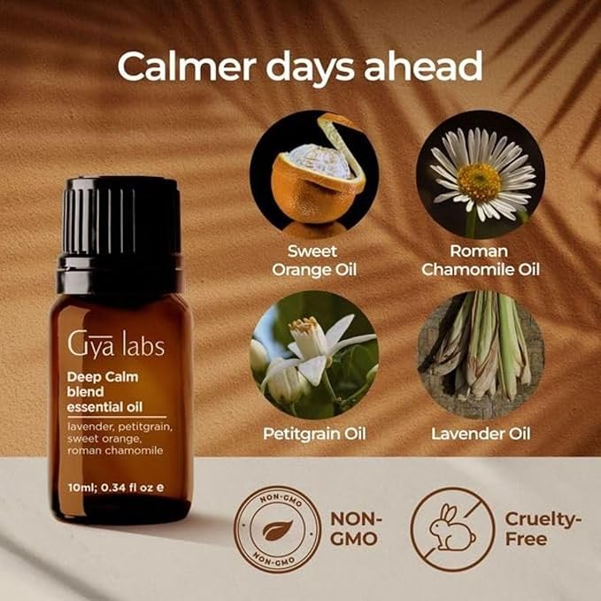 Gya Labs Deep Calm Essential Oil for Diffuser Blend - 100% Pure Natural Calming Essential Oils for Aromatherapy, Body, Uplift, Grounding & Relaxing (0.34 Fl Oz)