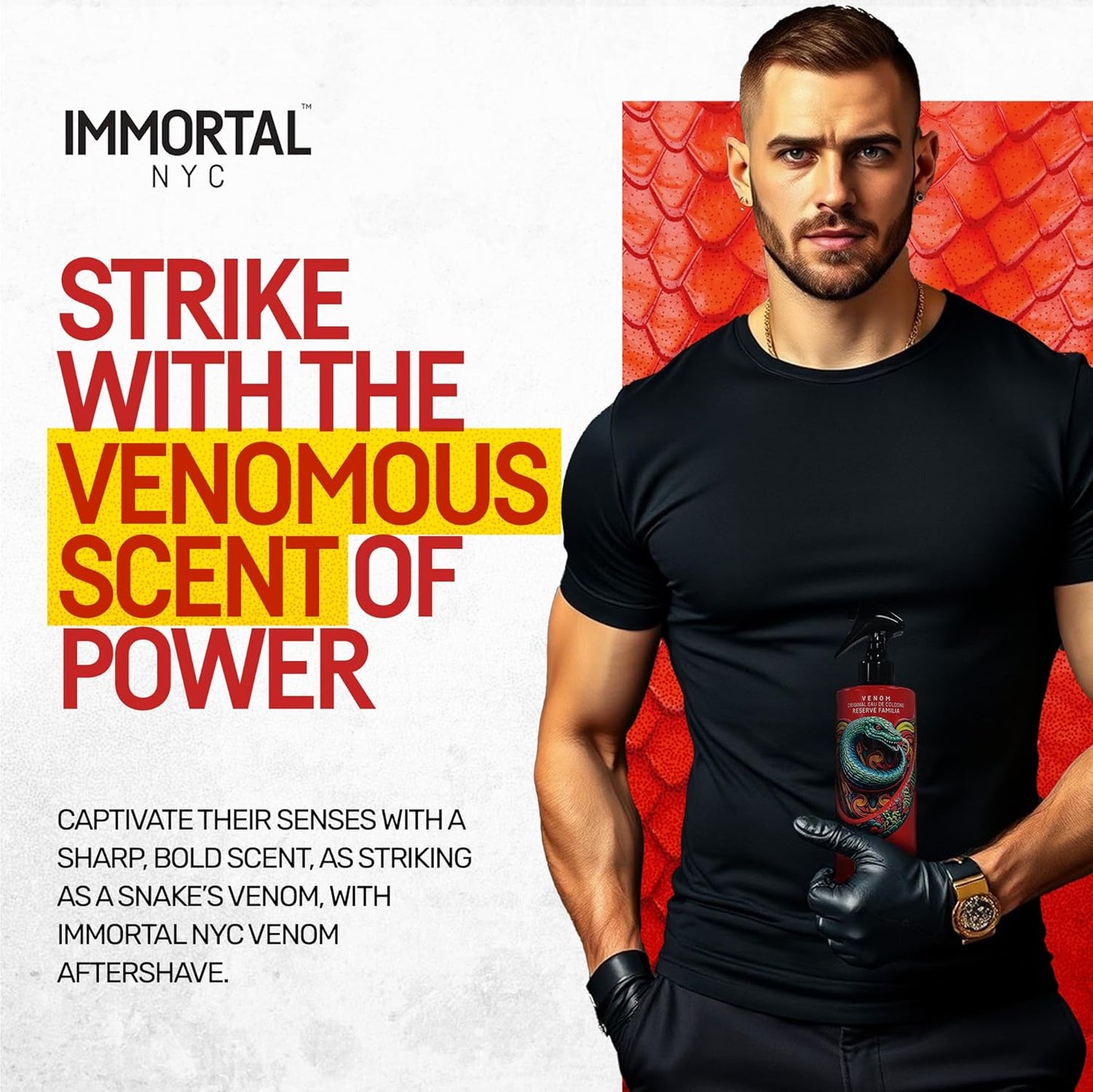 Immortal NYC Reserve Venom After Shave For Men Body/Face, 17 oz- Moisturizing and Refreshing Fruity Floral Men's Cologne