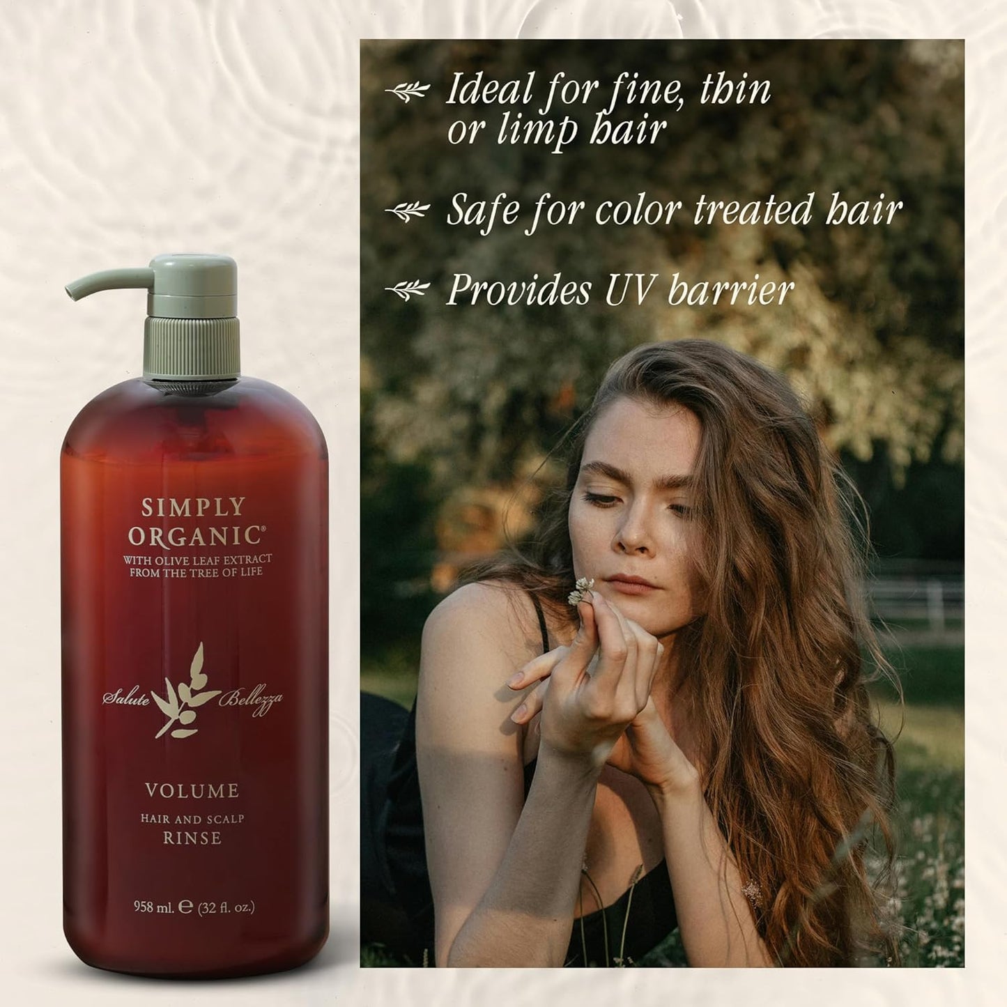 Thinning Hair Volumizing Deep Conditioner Scalp Rinse, Made in Italy, All Natural Cruelty Free Hair Care for Women & Men, Lavender, Mint, Olive Leaf Extract with Pump, 32 fl oz/958 ml, VOLUME