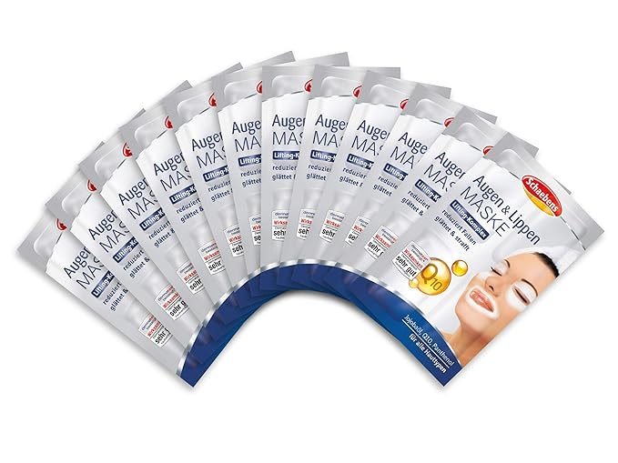 Eyes & Lips Mask - With jojoba, Q10, panthenol - for 40 Applications (Pack of 10 x 4 units. 1.5 ml per unit) - for all skin types