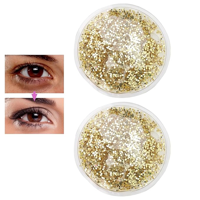 Gel Ice Pack, Hot Cold Eye Gel Ice Pack, Reusable Cooling Eye Cover for Dark Circles Puffiness, Redness and Eye Relax (Gold)