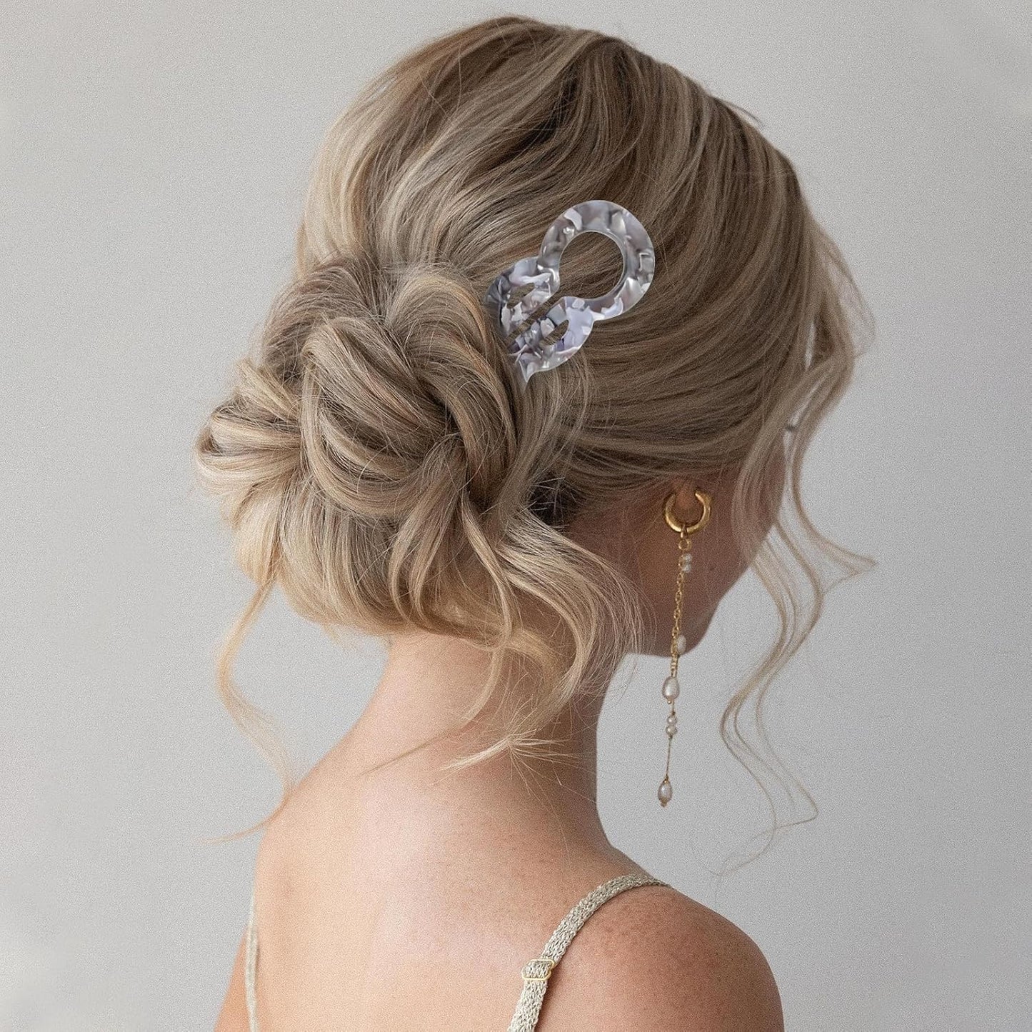 4PCS U-Shaped French Hair Pins for Women - Acetate Hair Clips for Thick, Thin, Fine Hair - Decorative Bun Styling Barrettes in Black & Blonde(D)