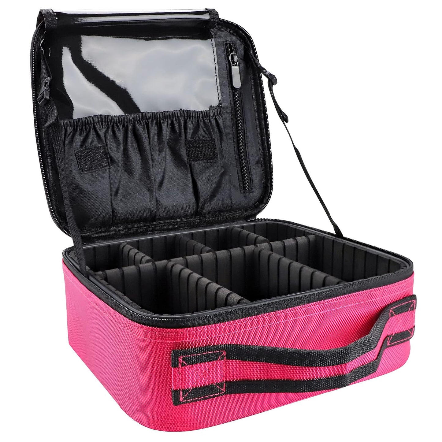 gzcz Travel Makeup Bag,Portable Makeup Case for Women,Professional Cosmetic Train Case Organizer Artist Storage Bag With Adjustable Dividers Brushes Toiletry Jewelry Digital Accessories