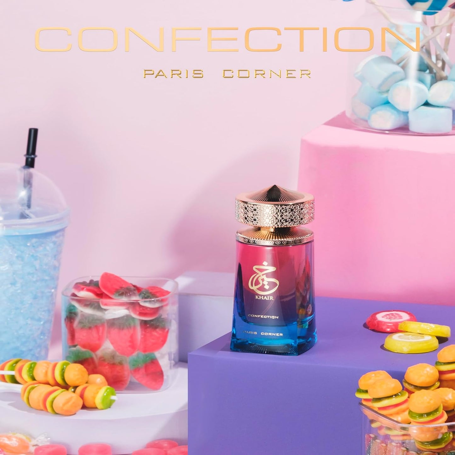Paris Corner | Khair Confection EDP 3.4 Fl Oz | Sweet Candy Scent Perfume for Men & Women | Indulge in Luscious Pear, Whipped Cream, Jasmine & Vanilla Notes