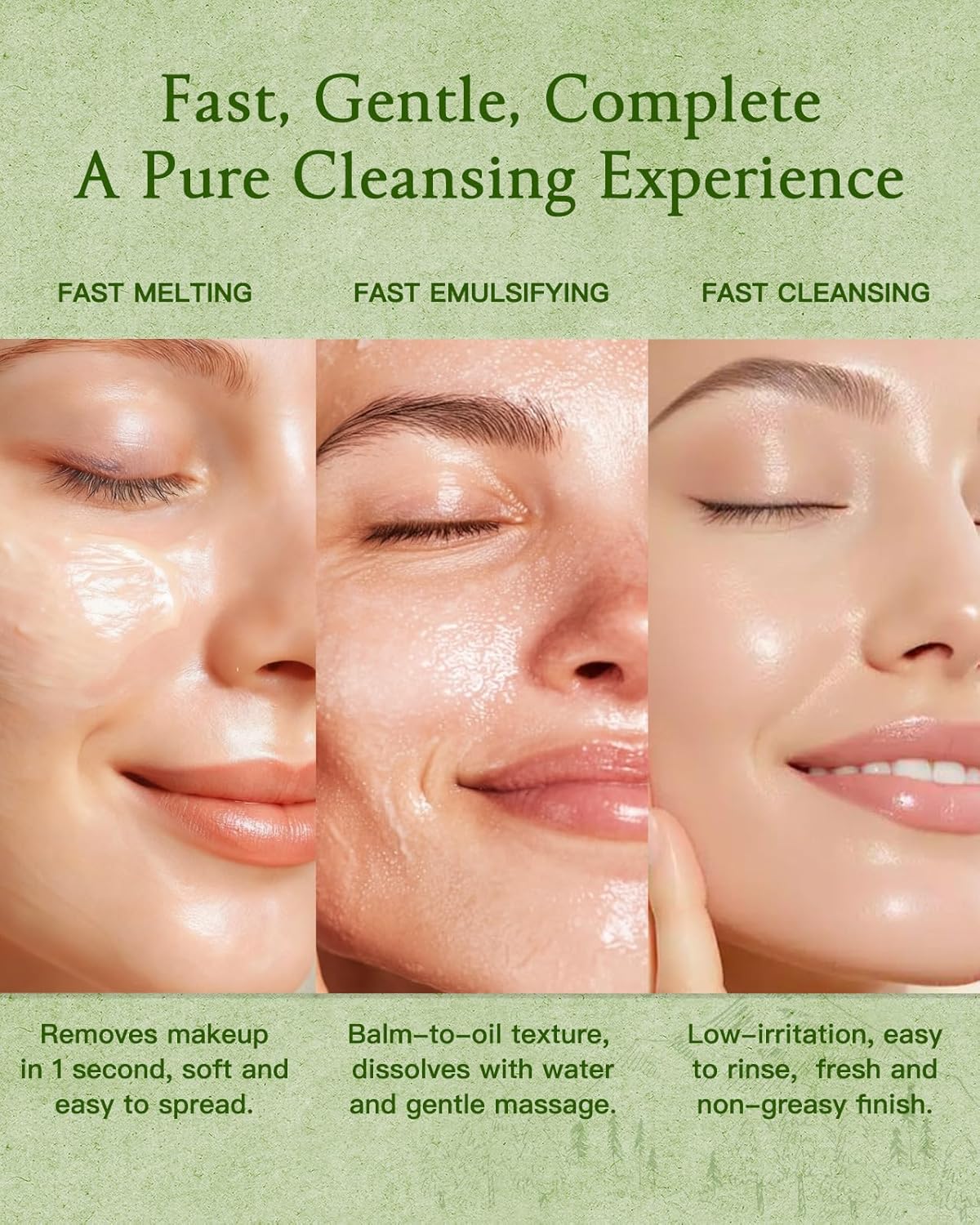 Cleansing Balm, Makeup Remover Balm, Melts Waterproof Makeup & Sunscreen, Deep Pore Cleanse & Hydration, Gentle & Non-Irritating, Made for All Skin Types, Safe for Sensitive Skin