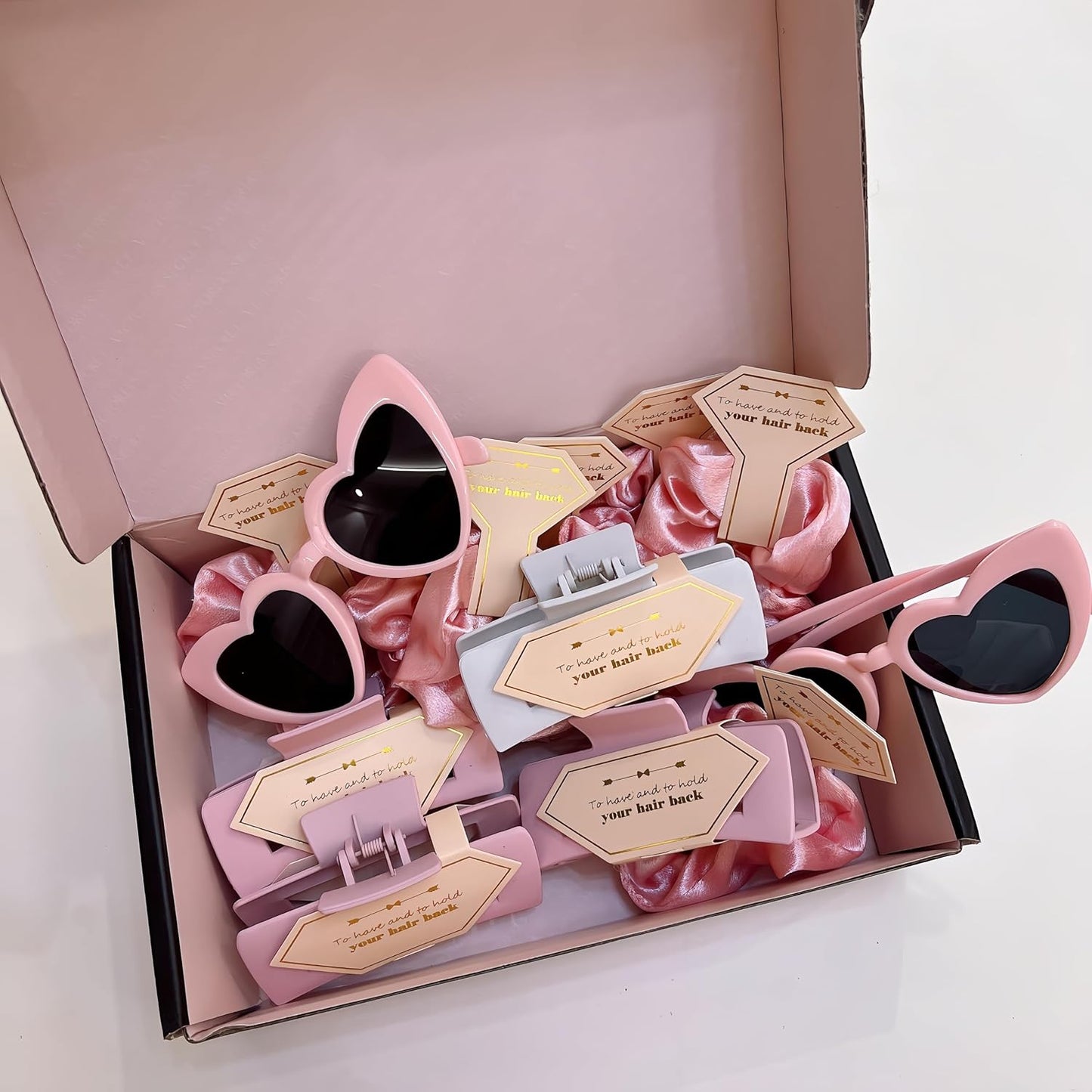 Bridesmaid Proposal Gifts 4.1inch 12pcs Square Hair Claw bachelorette party accessories Clips for Wedding Party Favors (Pink)