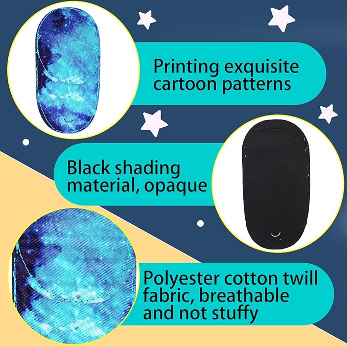 Newcotte 12 Pcs Eye Patch for Kids Toddler Reusable Adjustable Girls Boys Eyepatch for Glasses Left or Right Eye Patch, Assorted Patterns(Starry Sky)