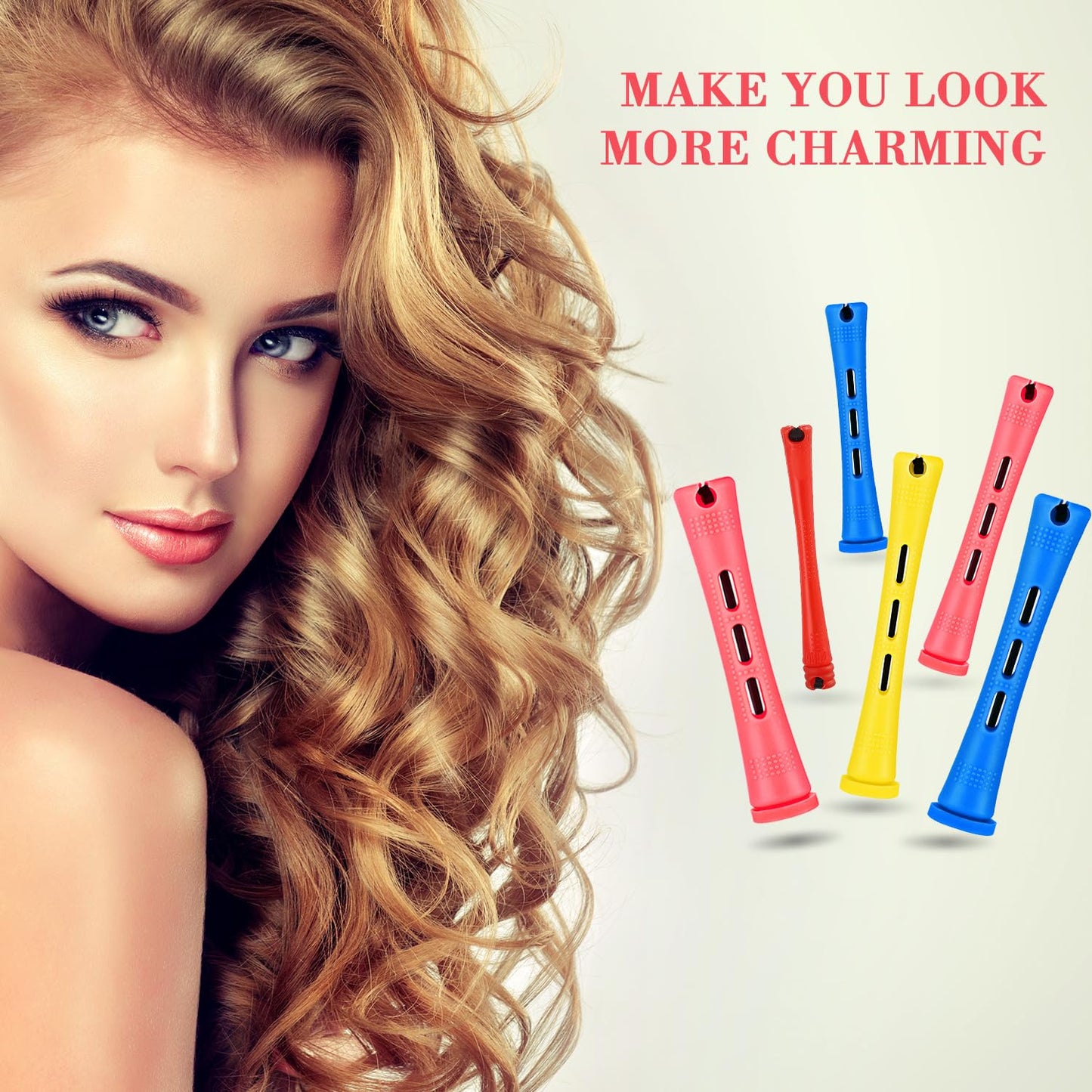 WILLBOND 72 Pieces Hair Perm Rods Set, Short Plastic Perming Rods Cold Wave Roller 4 Sizes Hair Curling Rollers with 1 Piece Steel Pintail Comb for Hairdressing Styling (Short)