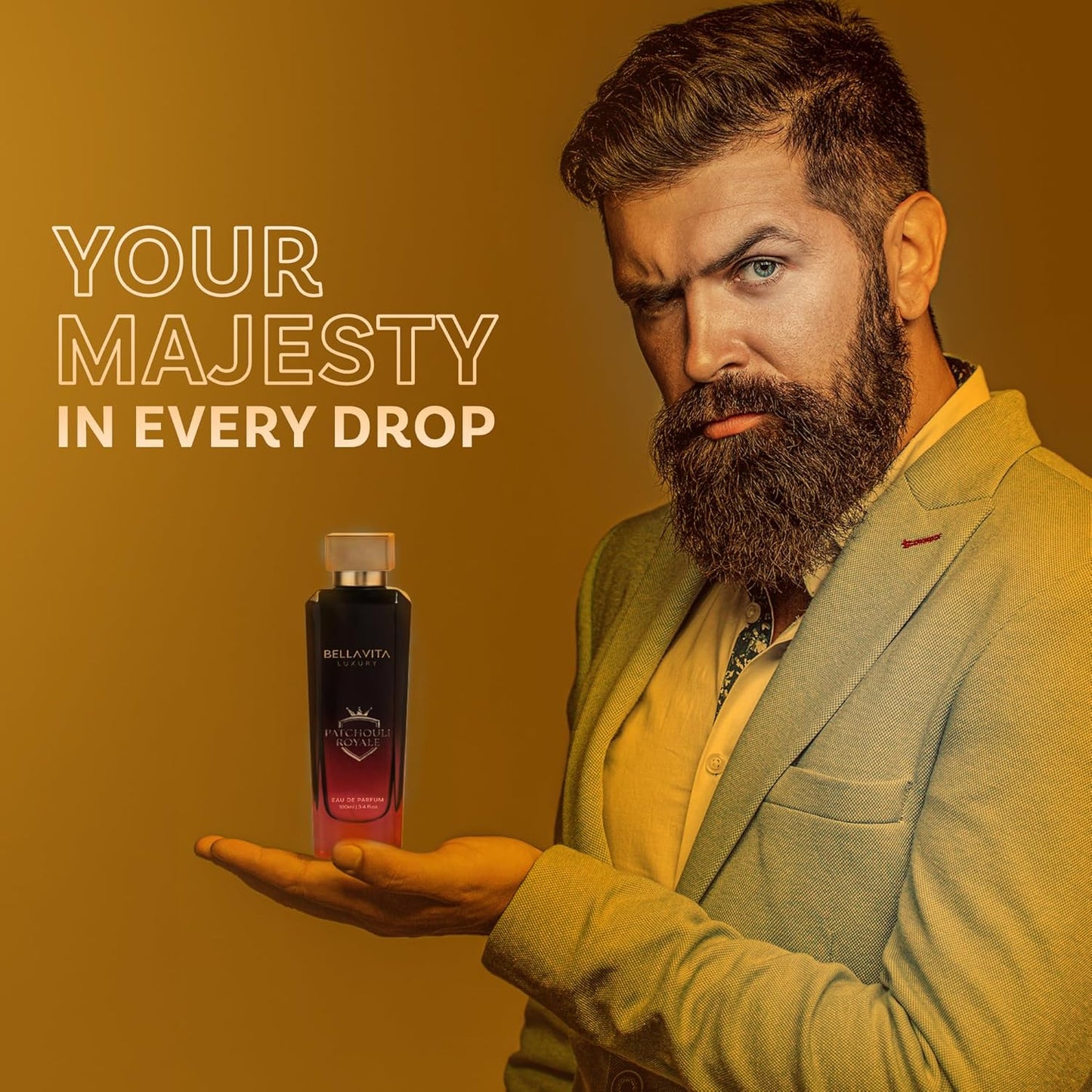 Bella Vita Luxury PATCHOULI ROYAŁE Men's Fragrance | EDP Perfume for Men | Sandalwood Top Note | 100 ml pack | 3.4 Fl. Oz. | Leather and Oriental notes | Gift for Men | Eau de Parfum.