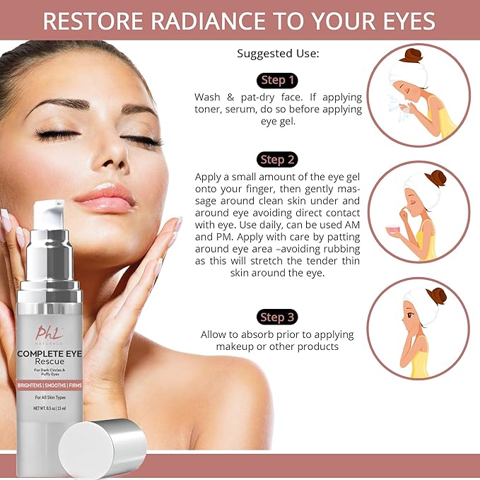 Dark Circles Under Eye Treatment - Tackles Puffiness, Wrinkles and Bags - Natural Eye Brightening Gel for Under and Around Eyes, suits Men & Women, 0.5 fl. ounce.