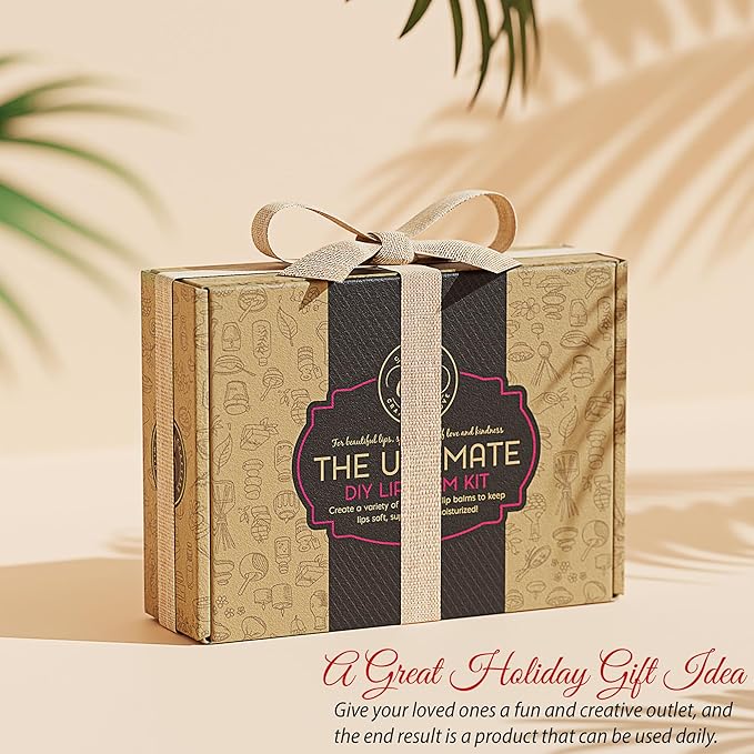 CraftZee Lip Balm Making Kit - DIY Lip Gloss Kit with Natural Beeswax Base, Shea Butter, Sweet Almond Oil, Essential Oils, Tubes, Jars & More Craft Kit For Adults