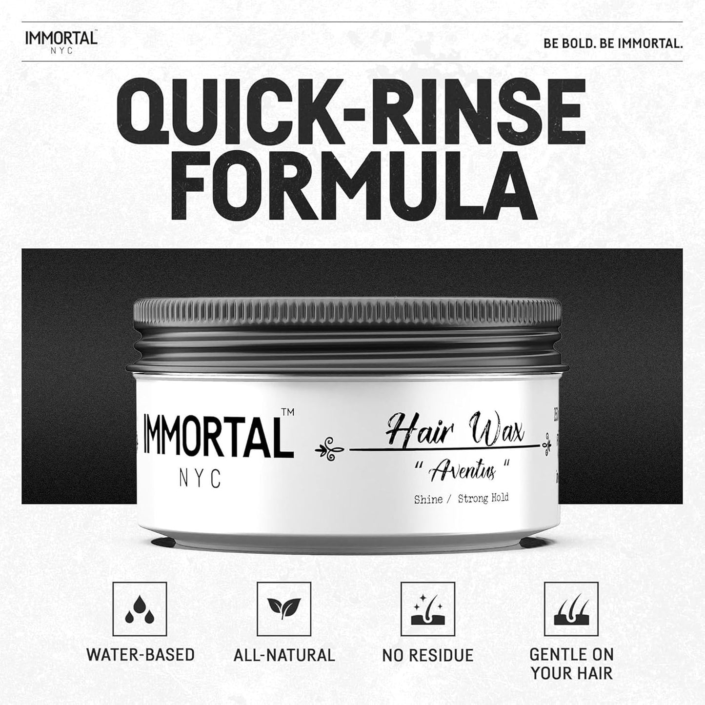 Immortal NYC Hair Waxes for Men - Aventus Extra Strong Hold, Low Shine Hair Wax - Mens Water Based, No Residue Non-Greasy Hair Paste -Pomade- All Natural Styling Wax for All Hair Types