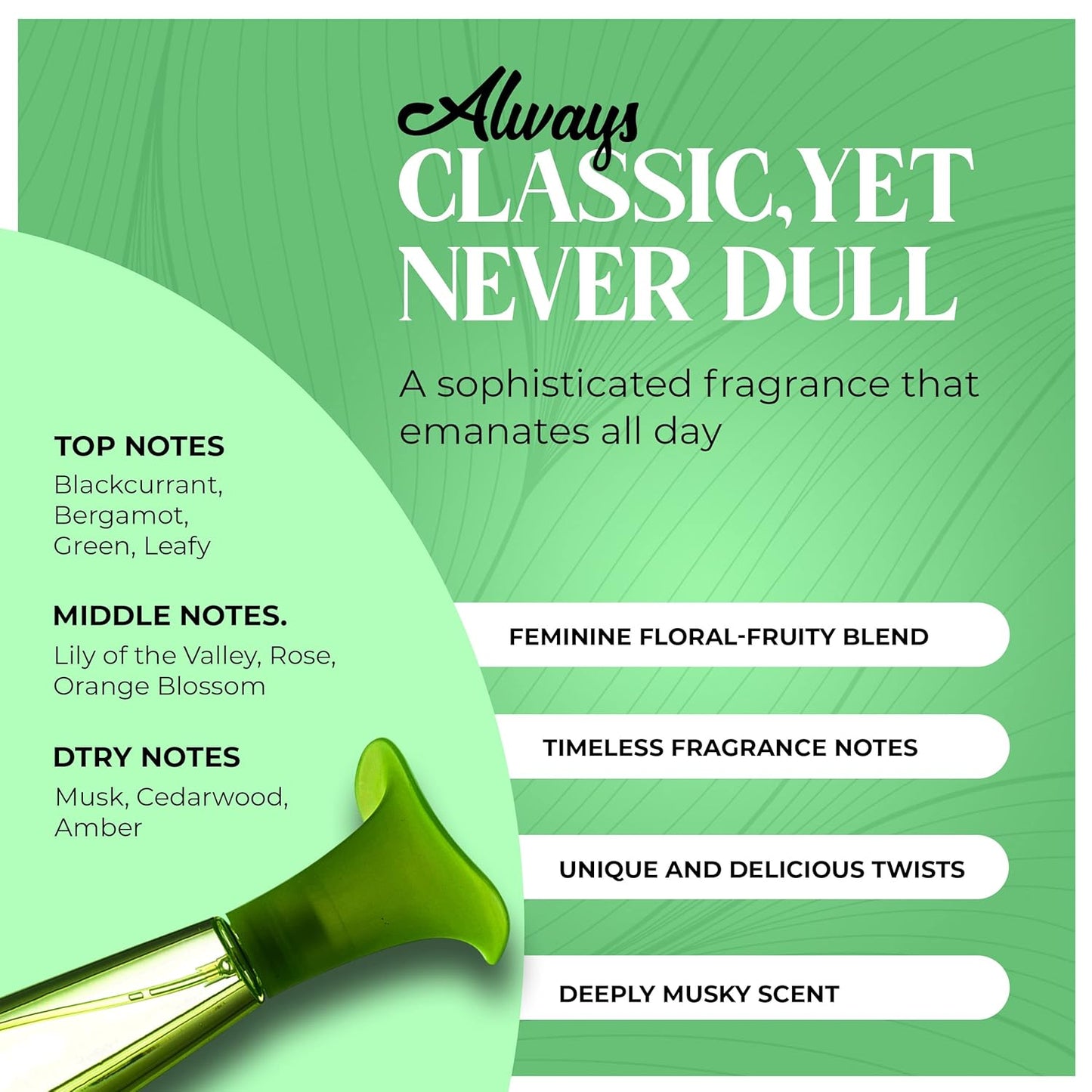 Women’s Perfume –– INSPIRED by A WORLD RENOWED WOMEN'S PERFUME – Blackcurrant, Bergamot, Lily of the Valley, Rose – Musk, Cedarwood, Amber – Fresh Floral & Woody Scent 6.8 fl oz