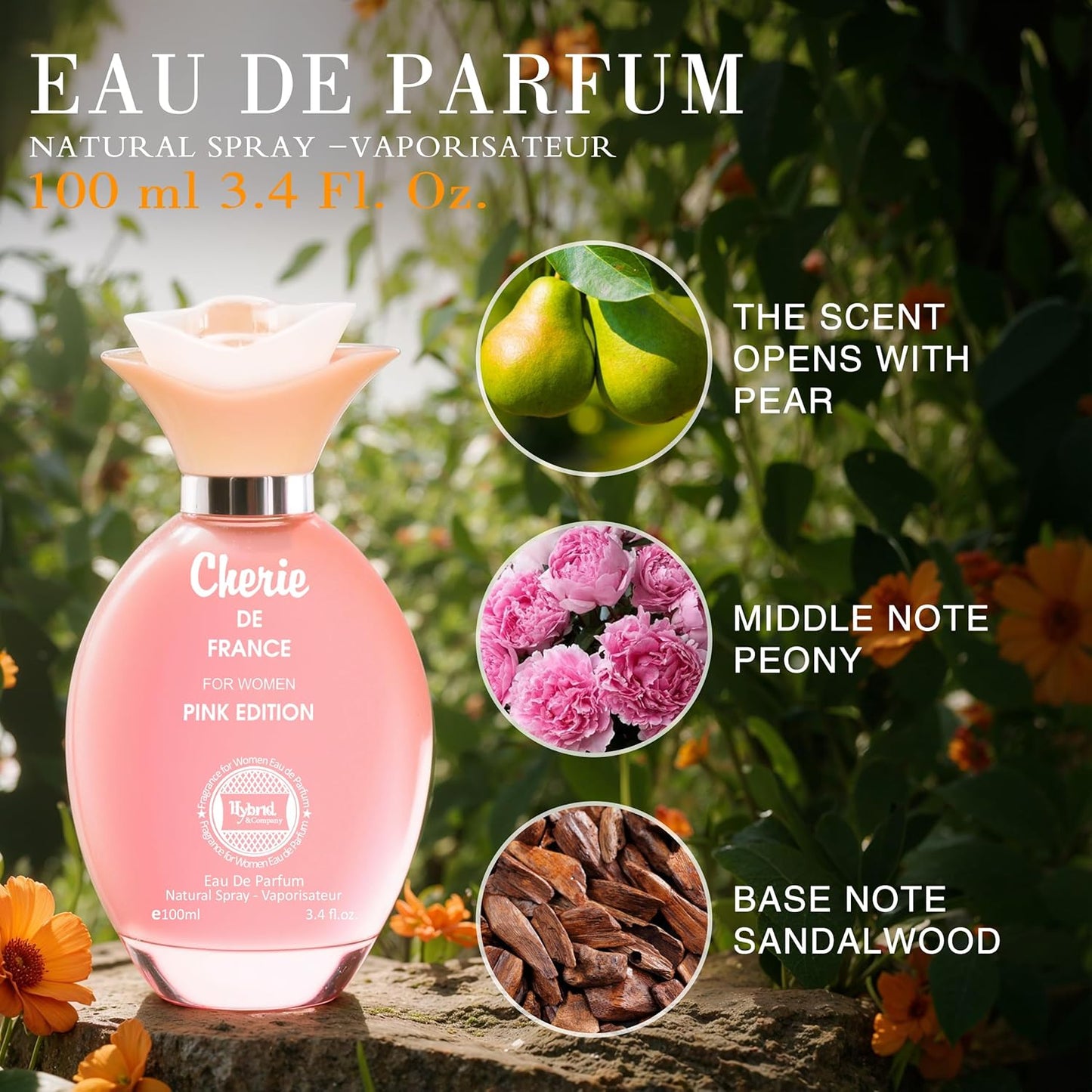 Hybrid & Company Cherie De France For Women Pink Edition Fruity Femininity Relaxed Scent Womens Perfume, 3.4 Fl Oz