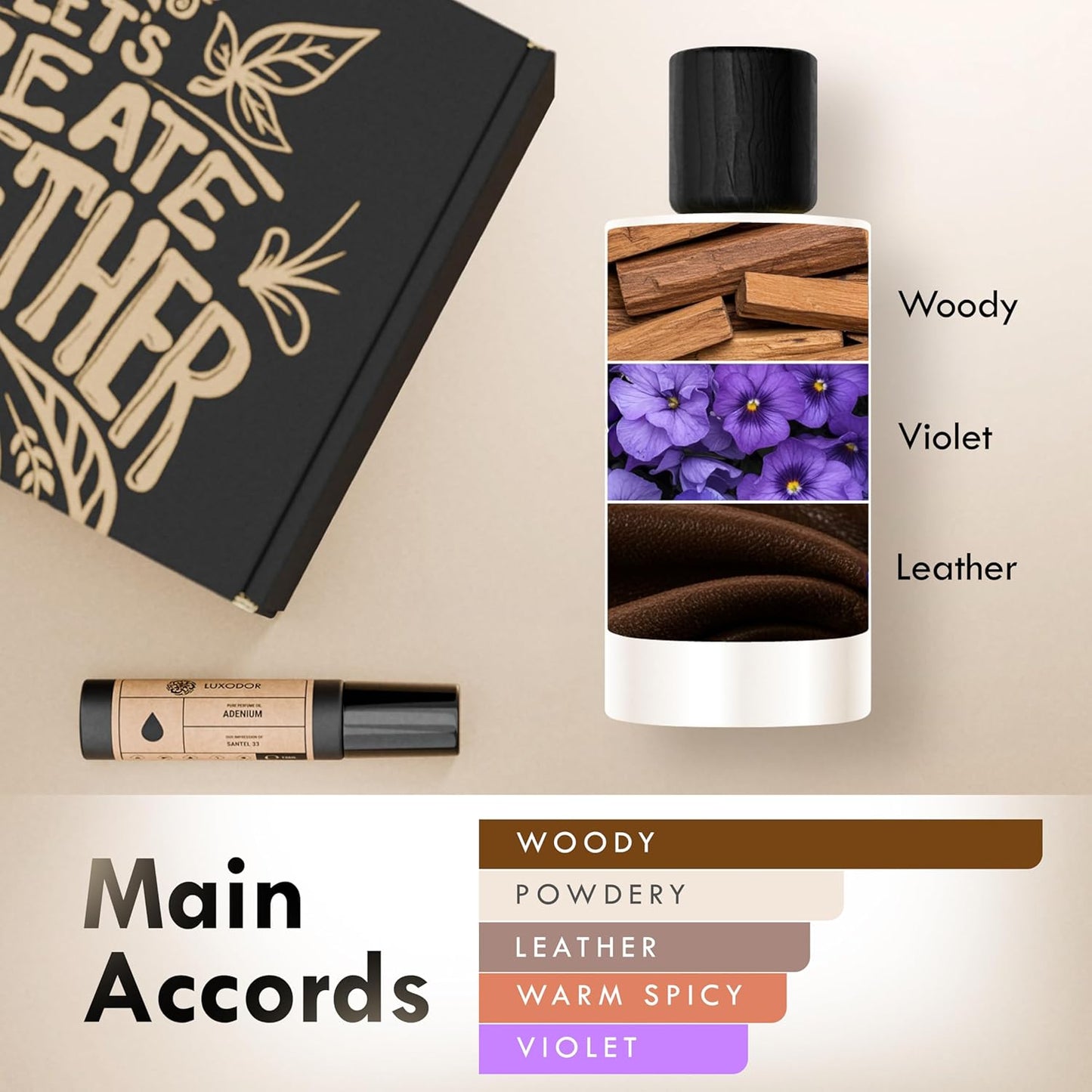 Inspired by S.antal 33 Eau De Parfum for women and men, Long Lastin, Vegan, 2-piece Bundle (Perfume Spray 3.4 fl. oz,100ml + Concentrated Perfume Oil 10ml)