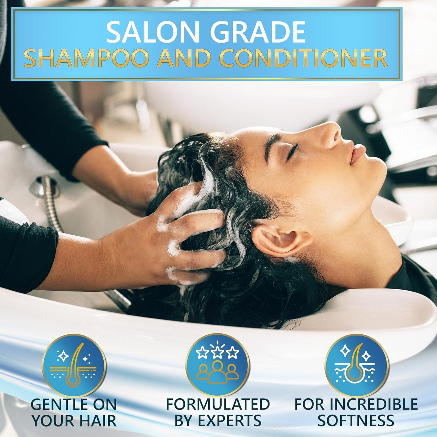 Biotin Shampoo and Conditioner Set with Castor Oil - Sulfate Free Formula to Boost Volume for Thinning Hair - Thickening Ingredients for Men and Women - Volumizing Salon Grade Treatment with Rosemary