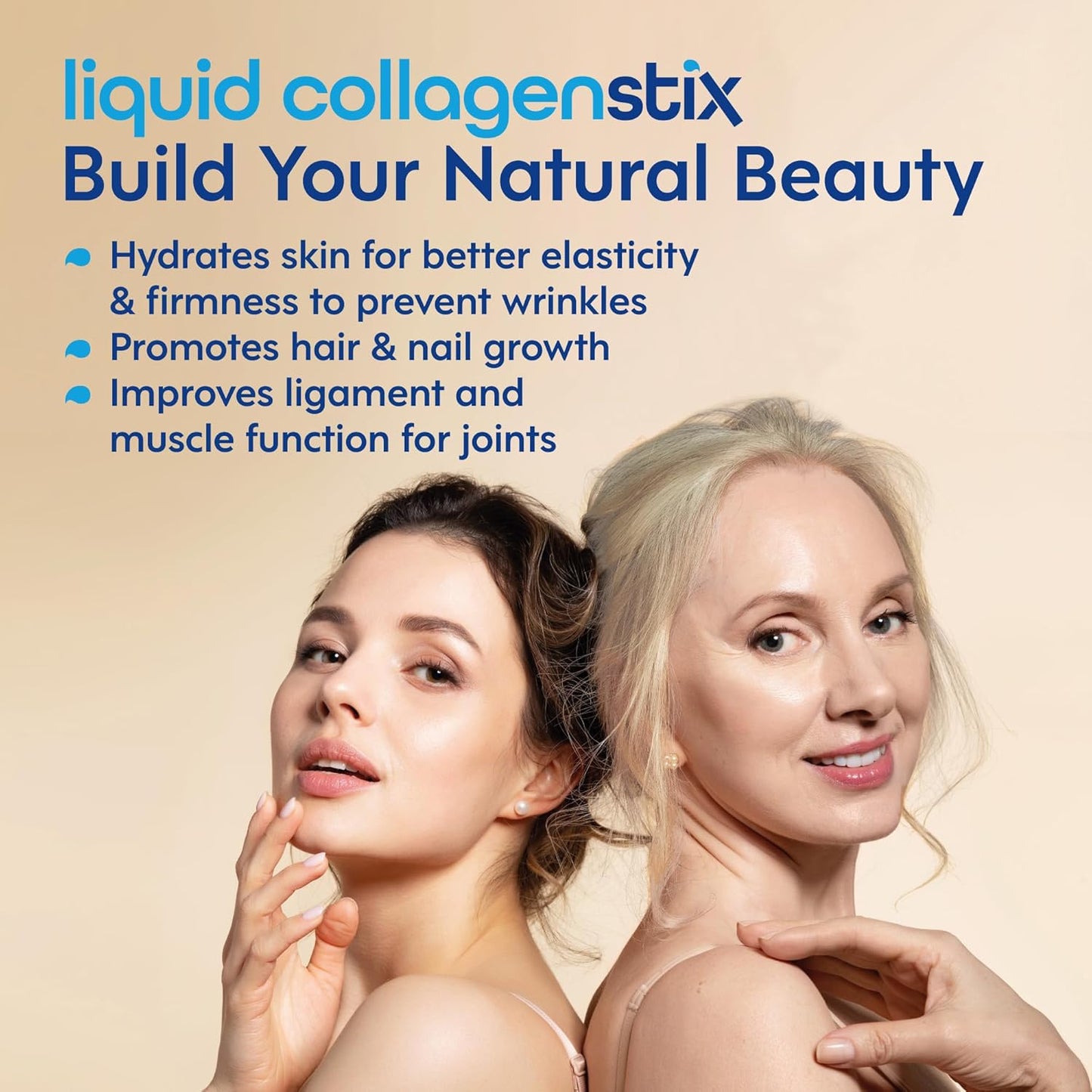 Hydrolyzed Liquid Collagen Peptides for Women & Men - Grass-Fed Bovine Protein Supplement for Hair Growth, Skin and Nails (Pack of 14, Orange)