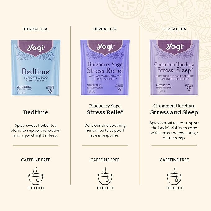 Yogi Tea Relaxation Sampler Box – Easter Basket & Stress Relief Gifts - 8 Favorite Herbal Teas (32 Tea Bags) - Assorted Delicious Wellness Teas - Caffeine Free - Variety Pack Sampler