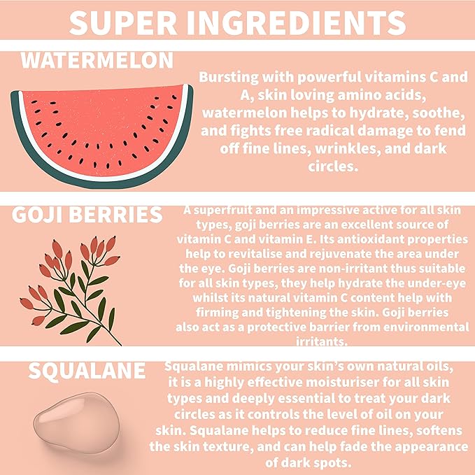 Nature Spell Advanced Under Eye Serum with Watermelon & Goji Berries 1 Fl Oz– Targets Dark Circles, Puffiness & Eyebags – Anti Wrinkle Under Eye Cream - 100% Vegan – Made in the UK