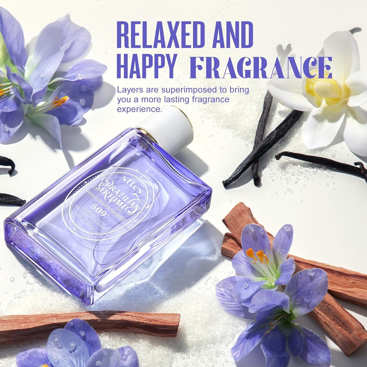 Sttes Perfume 509# (Vanilla Orchid Sandalwood) - Eau de Perfume 100ml (3.4fl oz) Woody Food Tune (Vanilla + Orchid + Sandalwood)