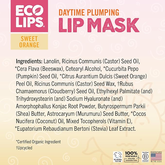 Eco Lips Daily Plumping Lip Mask with Hyaluronic Acid + Overnight Intensive Lip Mask with Gotu Kola 2-pack by Eco Lips 100% Natural. Made in USA
