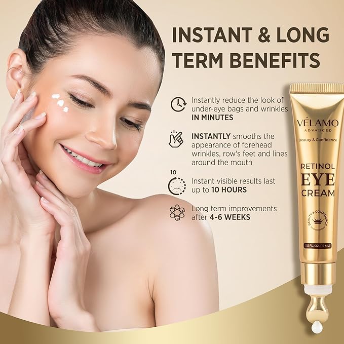 Instant Eye & Face Lift Cream: Rapid Under Eye Bags Wrinkle Smile Lines Forehead Lines Remover - Temporary Firming & Tightening Treatment in 2 Minutes - Retinol Eye Cream Anti Aging Anti Wrinkles 15g