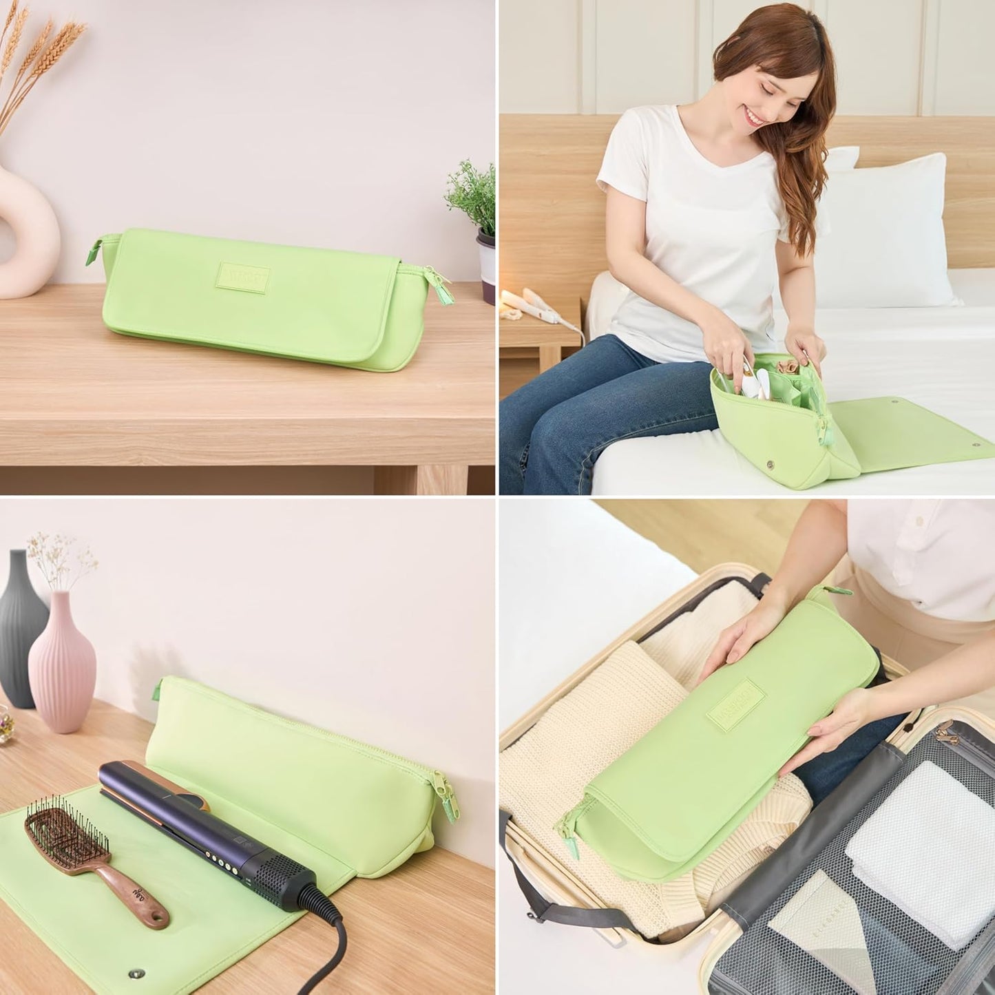 BAREFOOT CARIBOU Hair Tools Travel Bag and Heat Resistant Mat for Flat Irons, Straighteners, Curling Iron, and Haircare Accessories, 2-in-1 design, with Interior Pockets, Portable Organizer