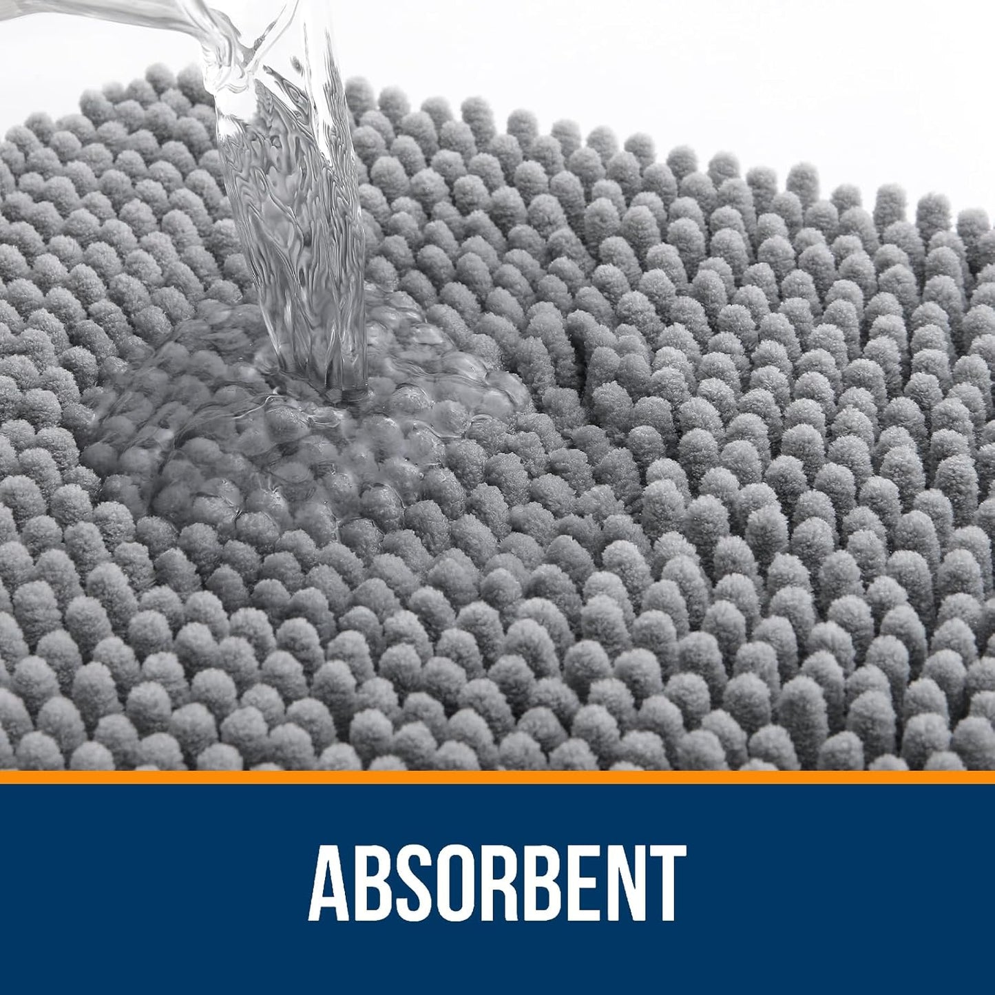 OLANLY Bathroom Rugs 34x21, Extra Soft Absorbent Chenille Bath Rugs, Rubber Backing Quick Dry, Machine Washable Bath Mats for Bathroom Floor, Tub and Shower, Home Decor Accessories, Grey