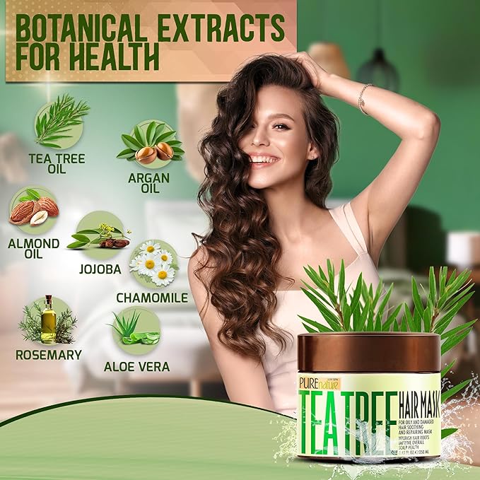 Tea Tree Oil Hair Mask - Conditioner and Deep Moisturizer Treatment for Dry Damaged Hair - With Hydrating Protein for Advanced Repair - Soothing for Itchy Scalps and Dandruff