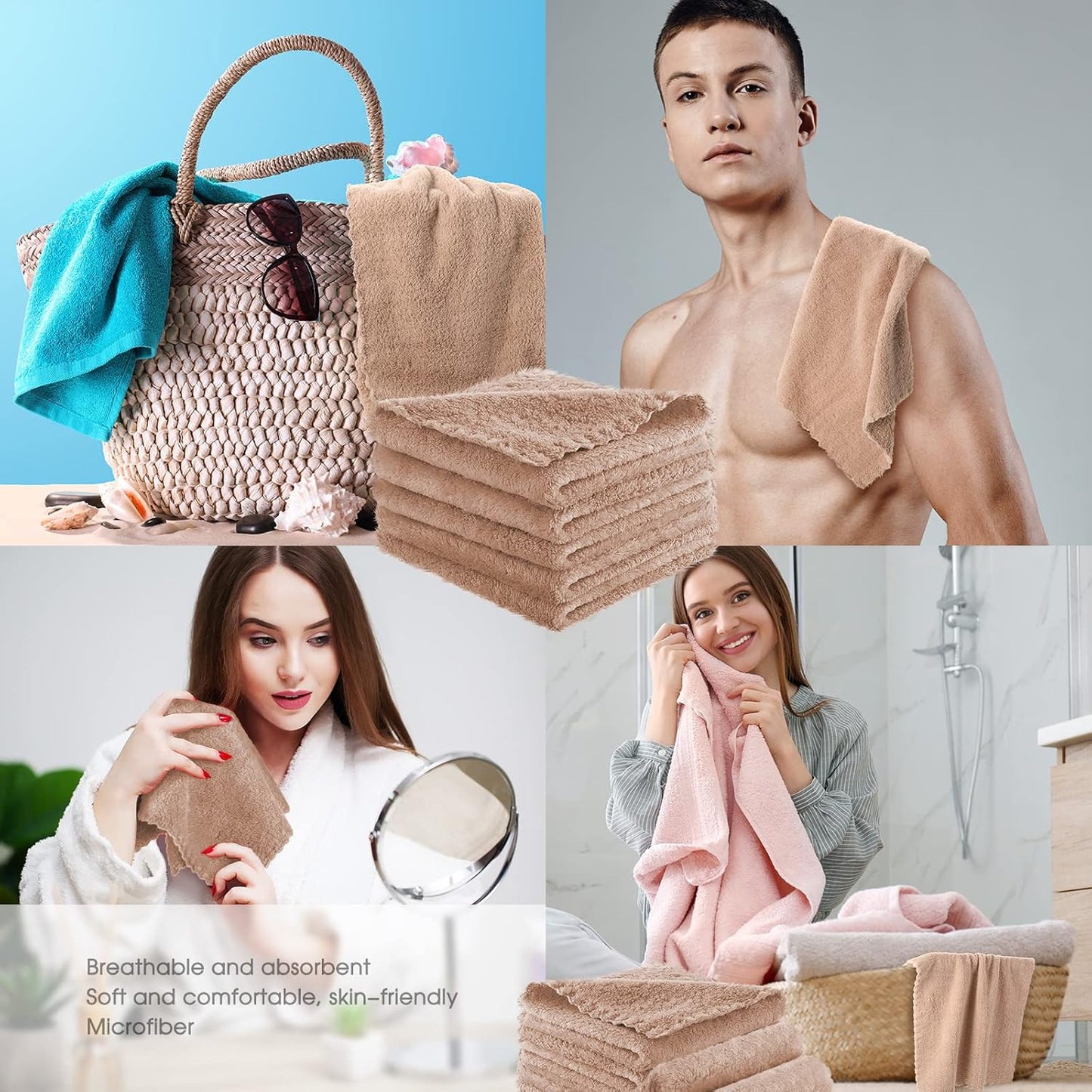 Syhood 12 Pieces Face Wash Cloth 12 x 12 in Makeup Remover Cloths Towel Coral Velvet Facial Microfiber Soft Fast Drying Facial Cleansing Towel for Face(Brown)