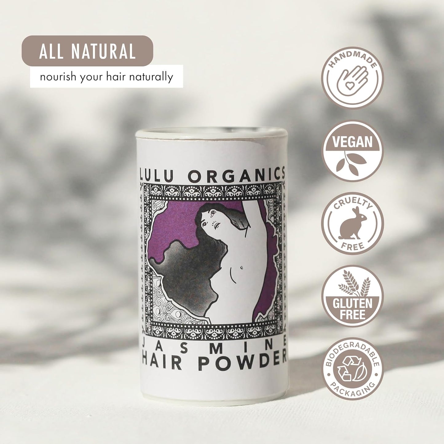 Dry Shampoo Powder for Dark, Blonde and Oily Hair, All Natural Body & Hair Powder for Women and Men, Paraben & Talc free No White Cast Synthetic Fragrance, Travel Size, Jasmine -1oz