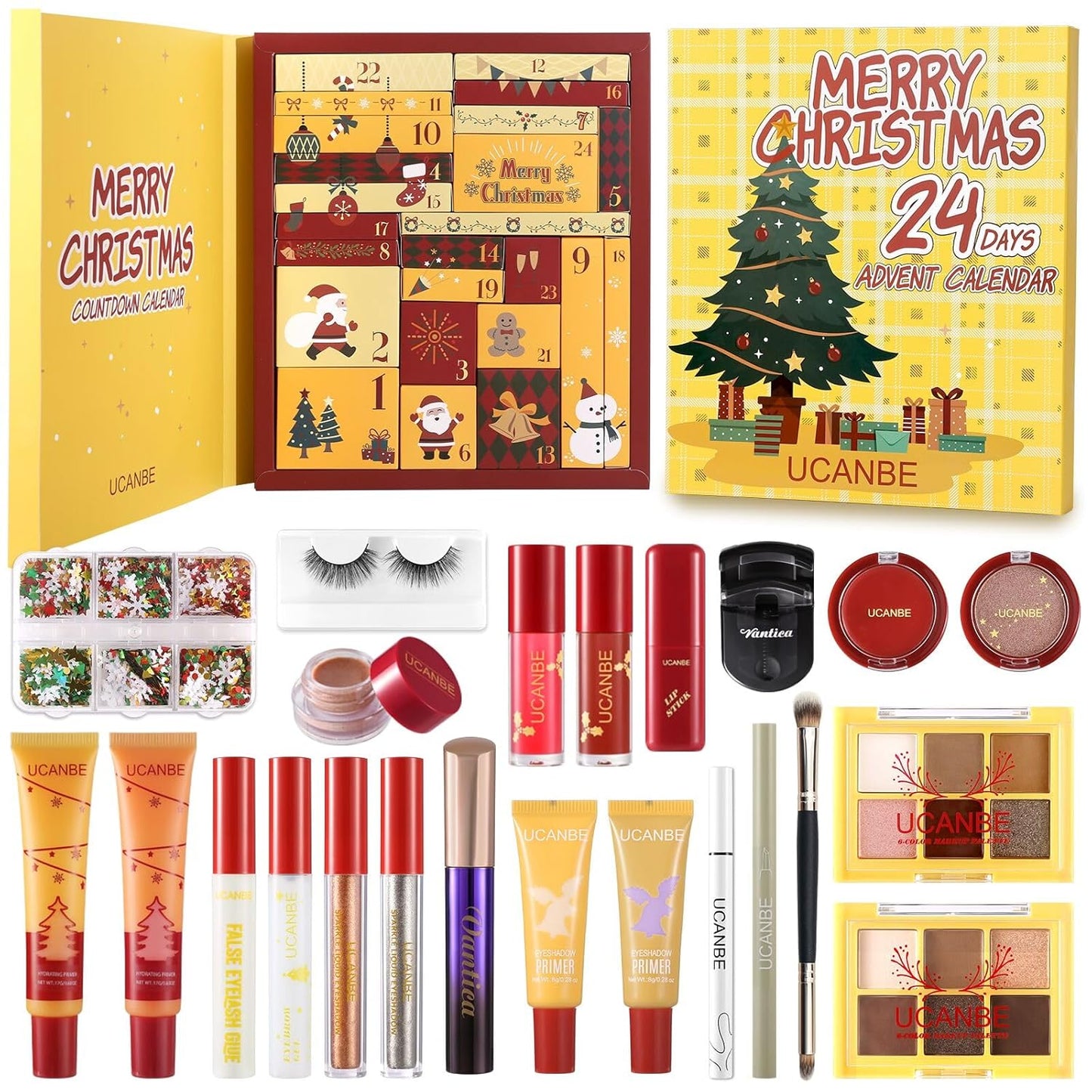 UCANBE Makeup Advent Calendar 2025, 24 Days Christams Makeup Sets For Women Gift, 2025 Xmas Countdown Calendar 24 Individually Boxed Full Make Up Kits For Teens Beauty Gift