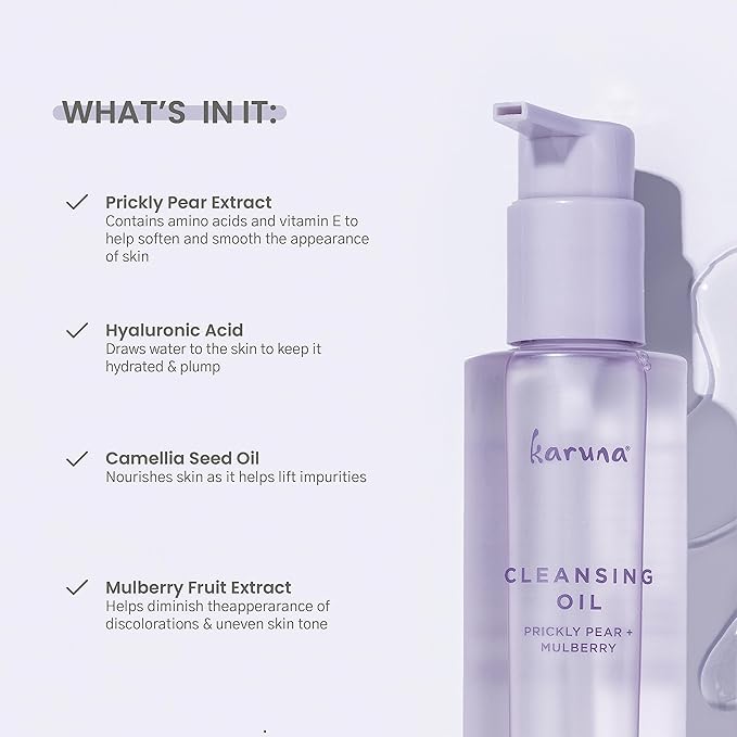 Karuna - Cleansing Oil with Prickly Pear for Clean Skin - Cleanses Without Clogging Pores, Oil Based Cleanser, Travel Size Makeup Remover - Waterproof Makeup Remover- Skin Care Facial Cleanser 150 ml