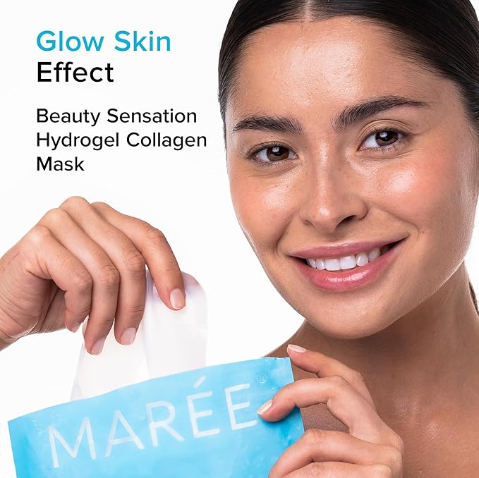 MAREE Hydrogel Collagen Face Mask with Hyaluronic Acid - Hydrating Face Masks Skincare with Niacinamid & Ionic Silver - Mascarillas Faciales For Women Skin Care | Hydrogel Mask