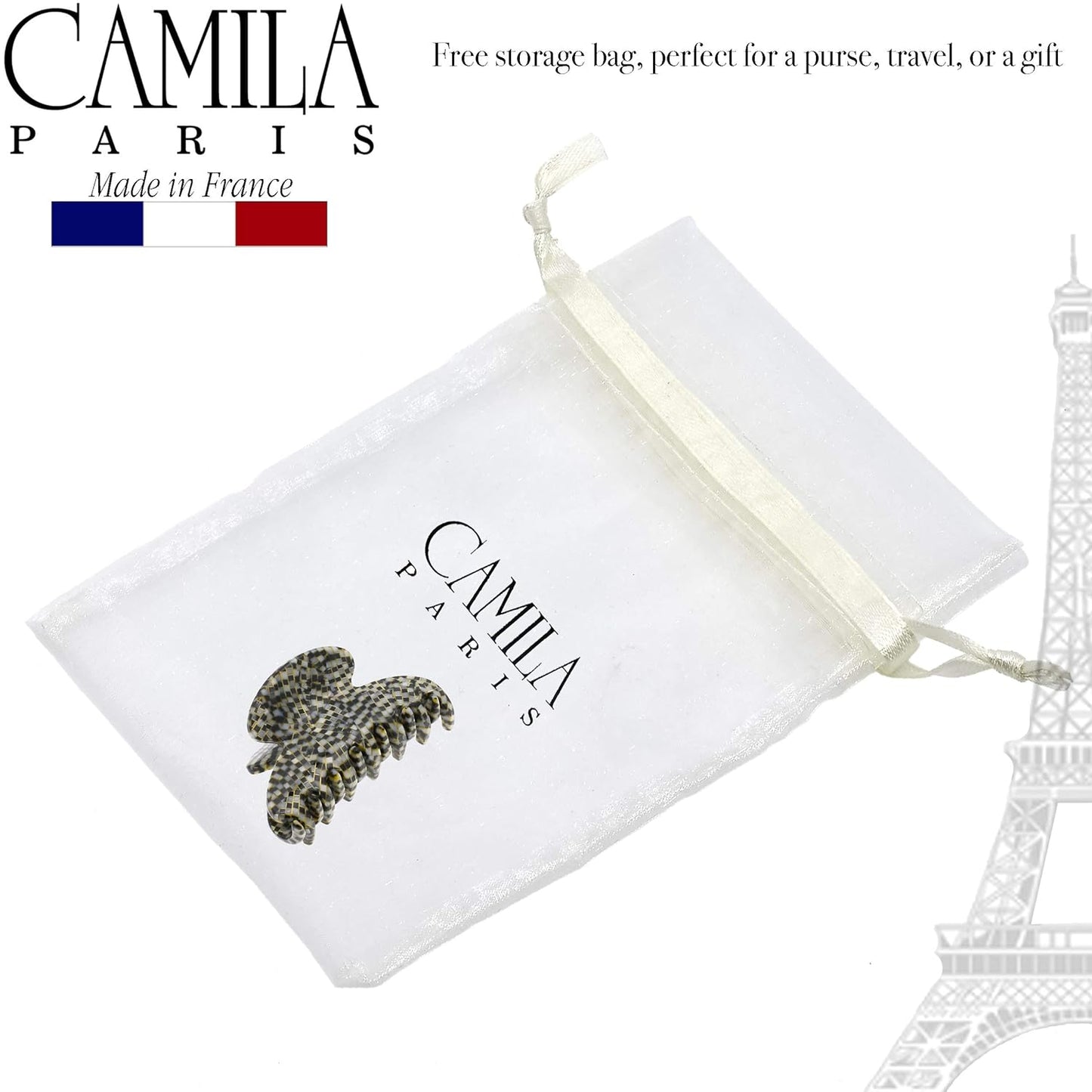 Camila Paris CP3062 French Hair Clip for Women, Handmade, Opera, Small, Girls Hair Claw Clips Jaw, Durable Styling Hair Accessories for Women, Strong Hold No Slip Grip, Made in France